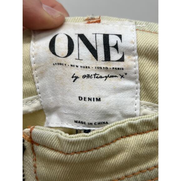 One Teaspoon 24 Bleach Tie Dye Ziggy Beach Flare Leg Patch Pocket Low Rise Jeans - Picture 4 of 4